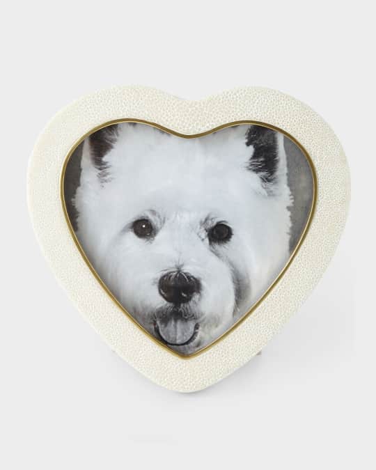 Cream Faux Shagreen Heart Picture Frame