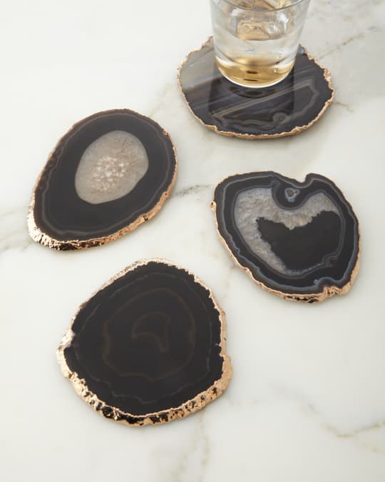 Black Agate Coasters, 4-Piece Set