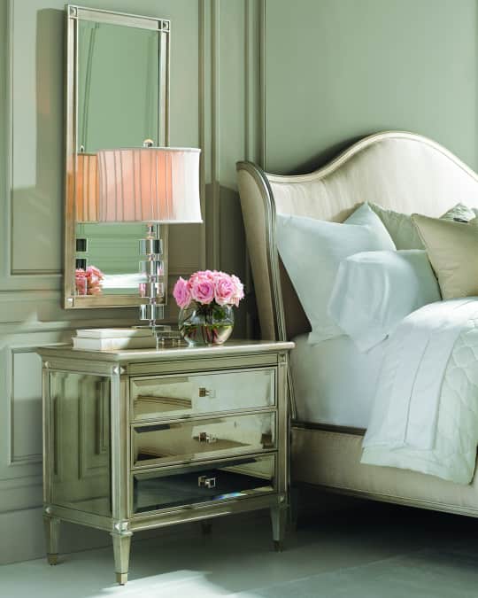 Emilee Antiqued Mirror 3-Drawer Nightstand
