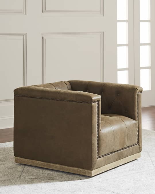 Jardene Tufted Leather Swivel Accent Chair