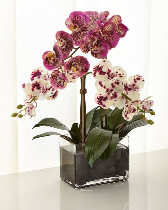 White and Purple Orchid Faux-Floral Arrangement