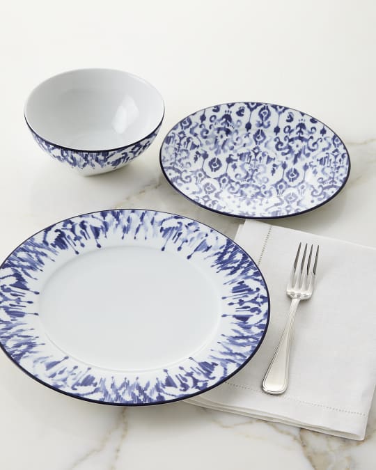 12-Piece Haryana Blue Rim Dinnerware Set