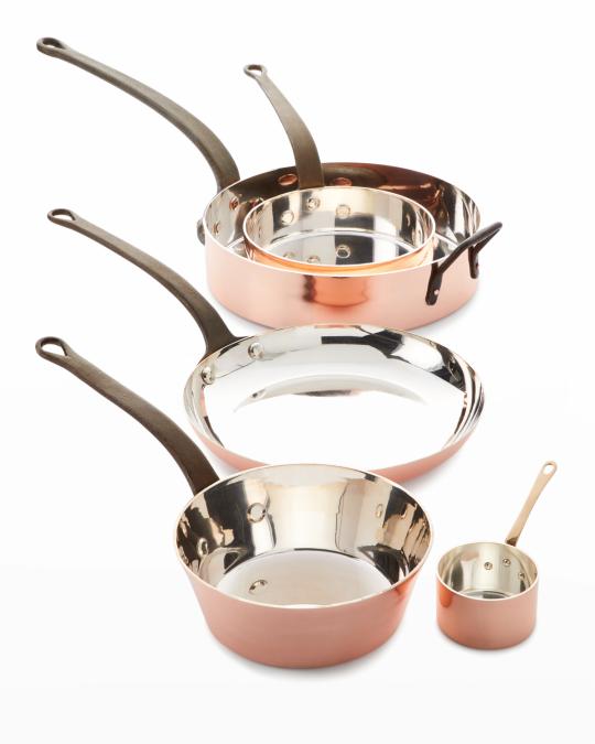 Duparquet Copper Cookware Solid Copper Silver-Lined Pans, Set of 5 ...