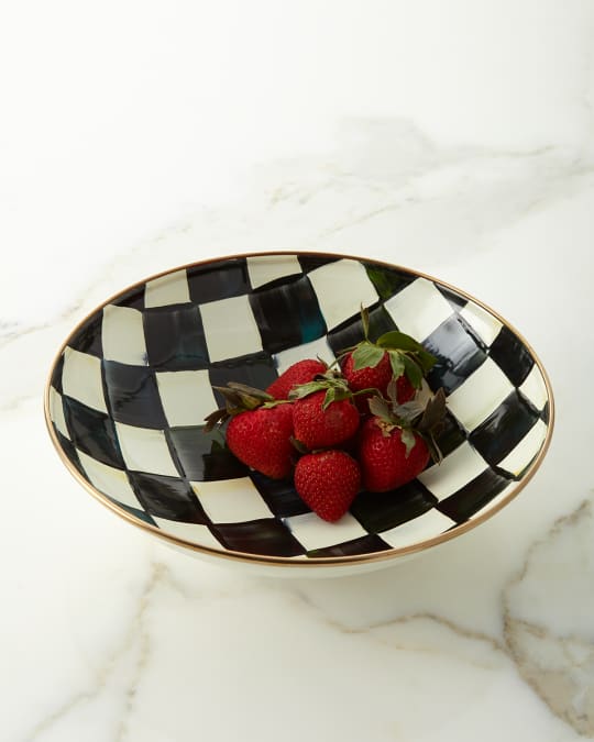 MacKenzieChilds Courtly Check Enamel Fourmand Coupe Bowl Neiman Marcus