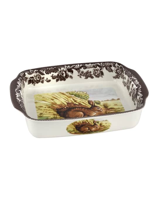 Spode Woodland Rabbit Rectangular Handled Baking Dish Neiman Marcus
