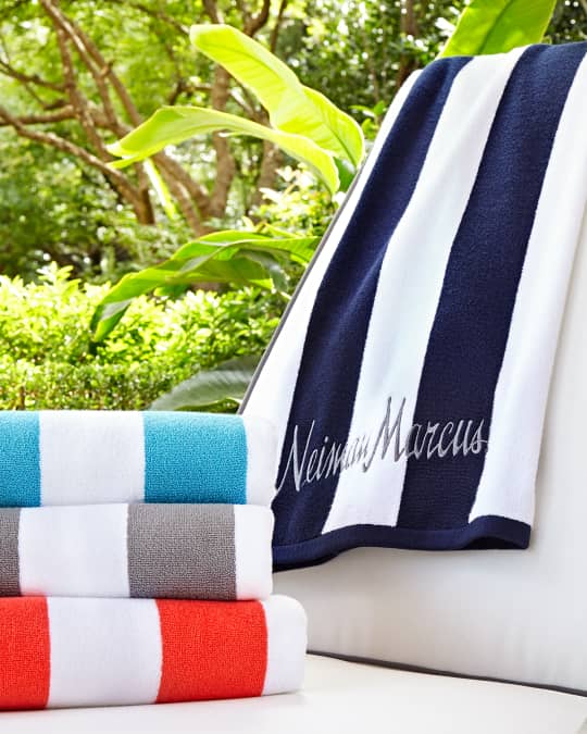 Kassatex Striped Embroidered Beach Towel Neiman Marcus