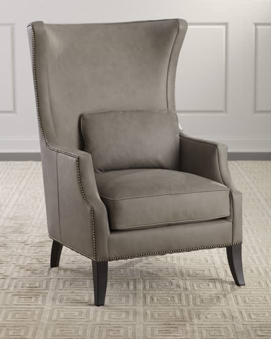 Bernhardt Mona Leather Wing Chair Neiman Marcus