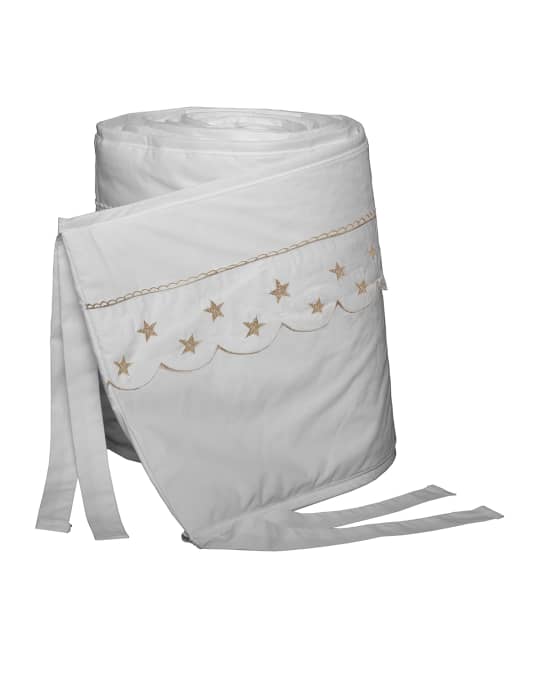 Bovi Fine Linens Twinkle Crib Bumper, White/Taupe | Neiman Marcus