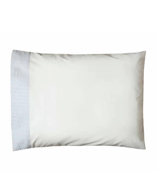 Bovi Fine Linens Baby Seersucker Crib Pillowcase, White/Blue Neiman