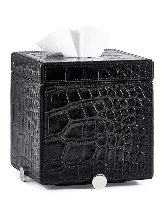 Labrazel Discus Black Tissue Box Cover | Neiman Marcus