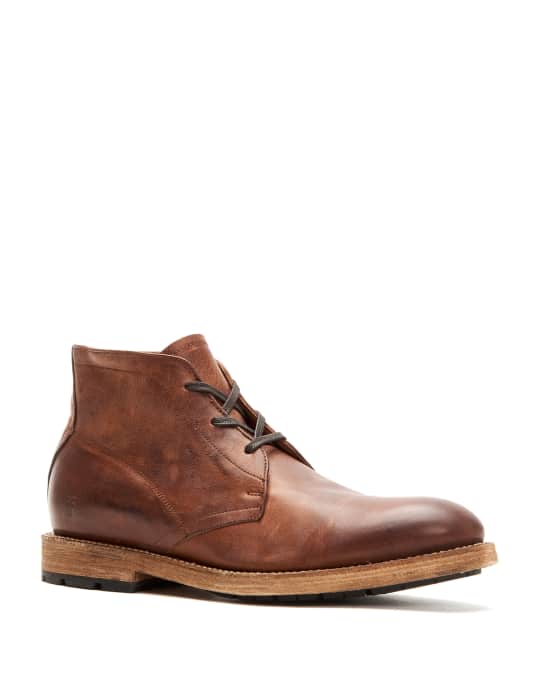 Frye Men's Bowery Leather Lace-Up Chukka Boots, Tan | Neiman Marcus