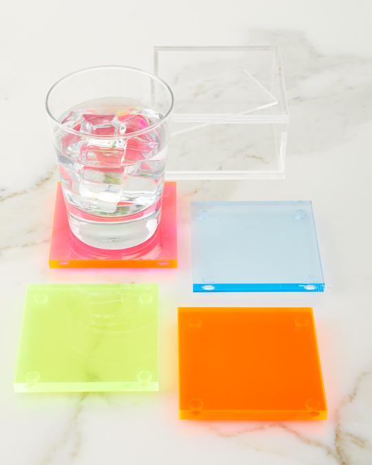 JR William Neon Coasters, Set of 4 | Neiman Marcus