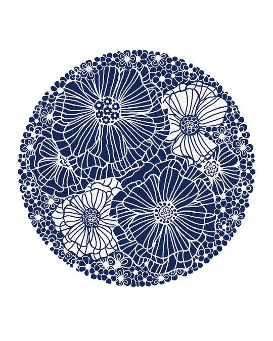 MacKenzie-Childs Blueberries & Cream Floral Rug, 6' Round | Neiman Marcus