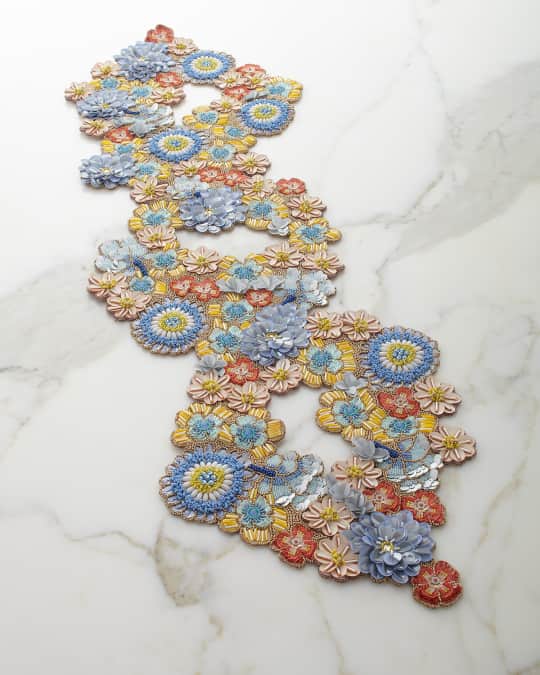 Floral Bouquet Beaded Table Runner