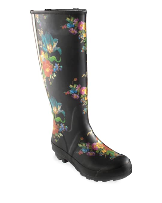 MacKenzie Childs Flower Market Garden Rain Boots Size 6 Neiman Marcus