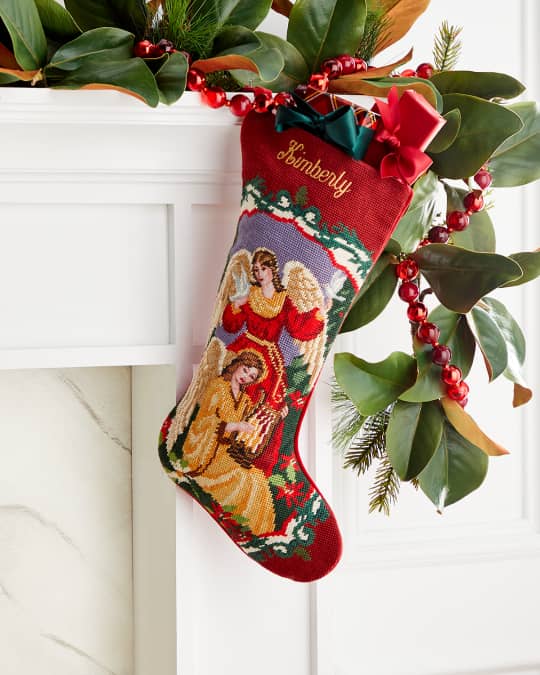 Sferra Needlepoint Angels Stocking, Personalized Neiman Marcus