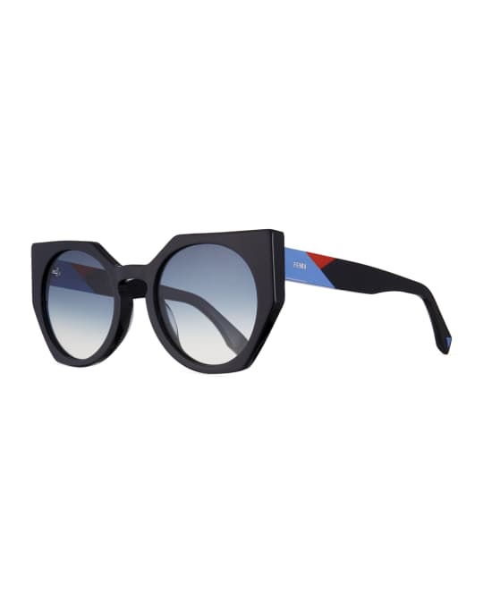 Tricolor-Arm Geometric Gradient Sunglasses 