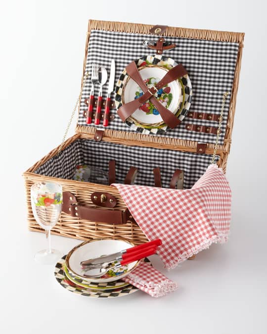 MacKenzieChilds Berries & Blossoms Picnic Hamper Neiman Marcus