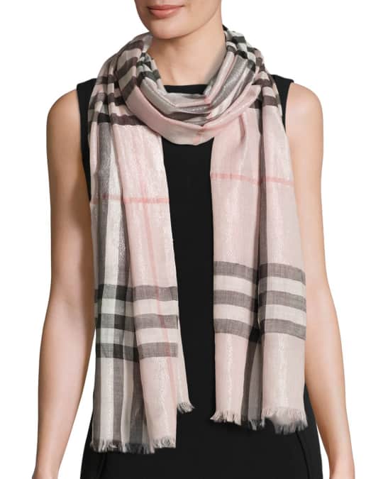 Burberry metallic check silk and wool scarf clearance