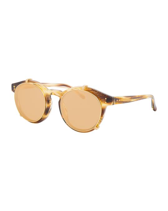 Linda Farrow Round Acetate Sunglasses w/ Clip-On Lenses  display picture 2