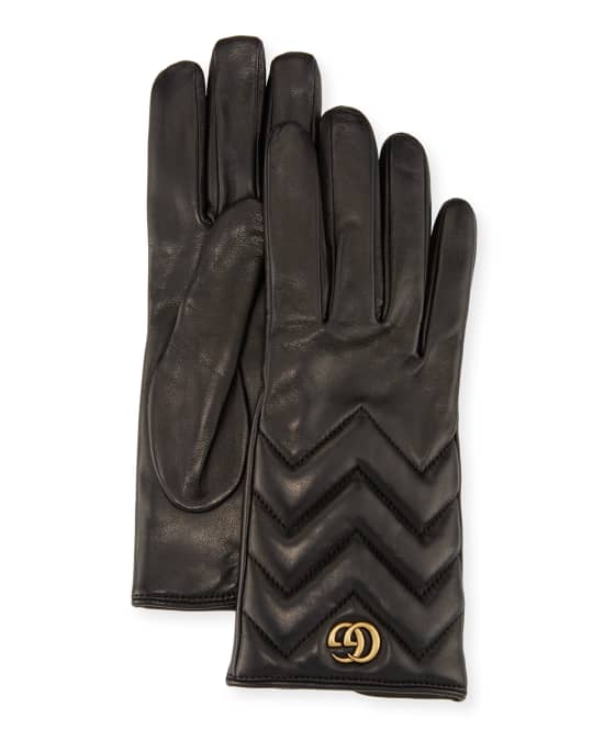 Gucci GG Marmont Chevron Leather Gloves | Neiman Marcus