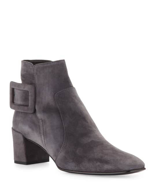 Roger Vivier Polly Suede Side-Buckle Ankle Boot | Neiman Marcus