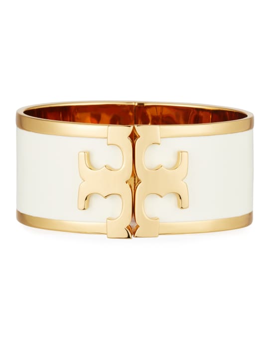 Tory Burch Wide Raised Logo Enamel Cuff Bracelet