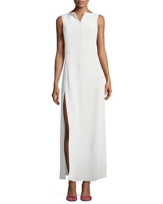 Emporio Armani Zip-Front Sleeveless High-Slit Maxi Dress | Neiman Marcus