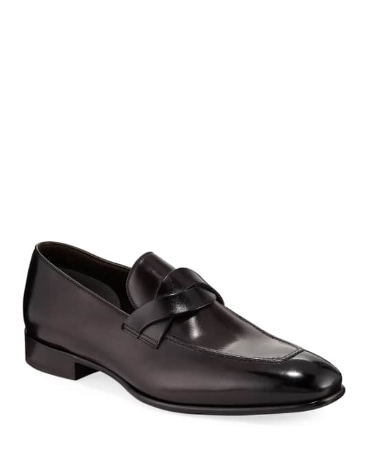 TOM FORD Men's Twist-Front Leather Loafers | Neiman Marcus