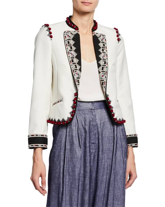Talitha Collection Moroccan Embroidered Crop Blazer | Neiman Marcus