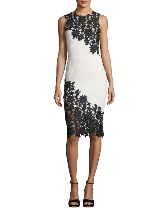 Alice + Olivia Margy Sleeveless Fitted Dress with Lace Guipure | Neiman ...