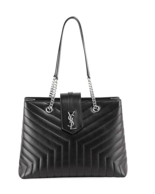 Saint Laurent Loulou Monogram YSL Large Quilted Shoulder Tote Bag Nickel Oxide Hardware