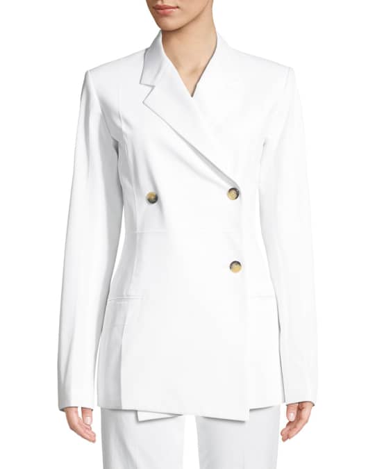 Helmut Lang Double-Breasted Cotton Blazer | Neiman Marcus
