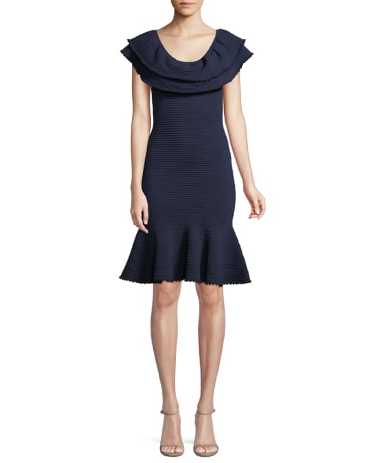 Milly textured on sale flounce dress