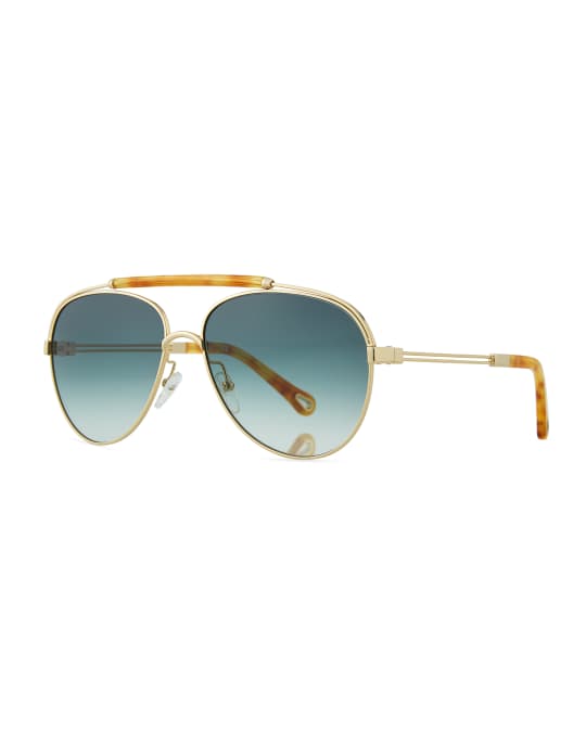 Jackie Aviator Sunglasses w Ornamental Brow Bar