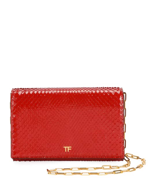 TOM FORD Python Flap Wallet On A Chain | Neiman Marcus