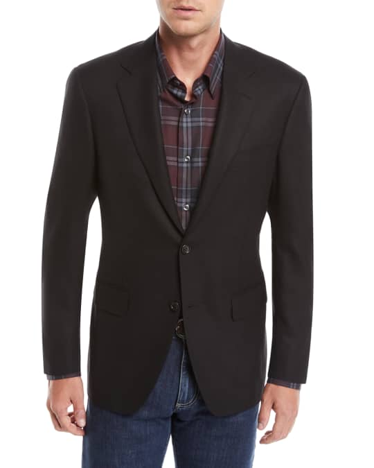 Canali Men's Solid Wool Two-Button Blazer | Neiman Marcus