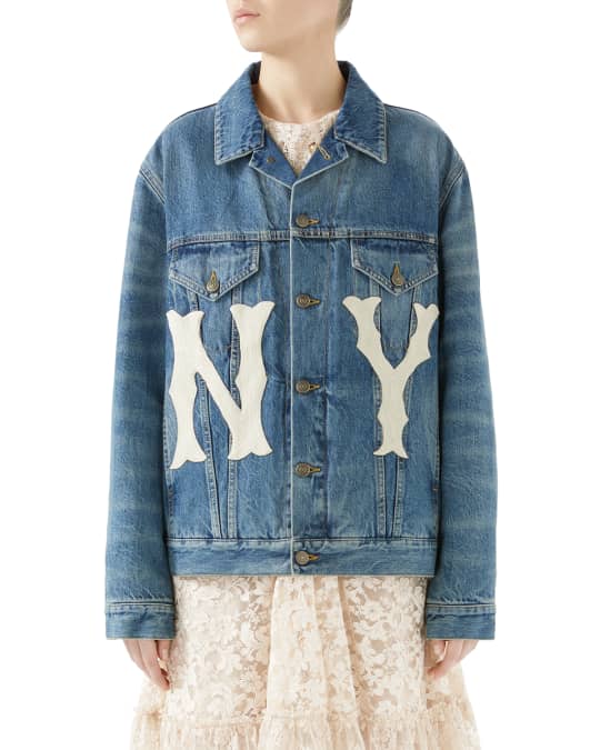 Gucci Stone-Washed Denim Jacket with NY Yankees MLB Patch