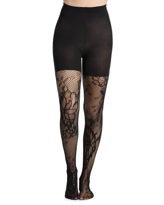 Spanx Fishnet Floral Mid-Thigh Shaping Tights