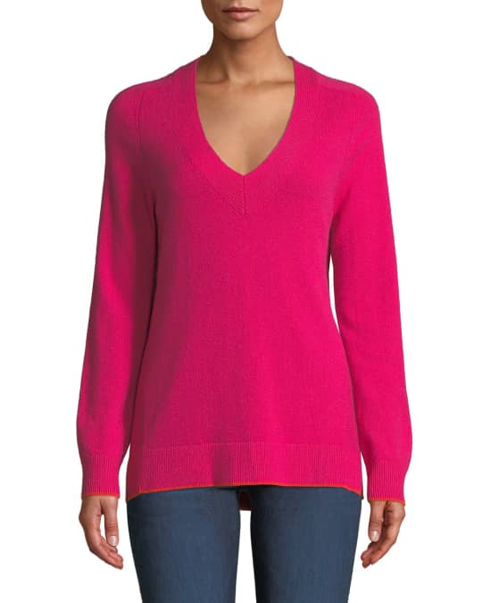 Rag Bone Yorke Cashmere V Neck Sweater with Mesh Panels Neiman