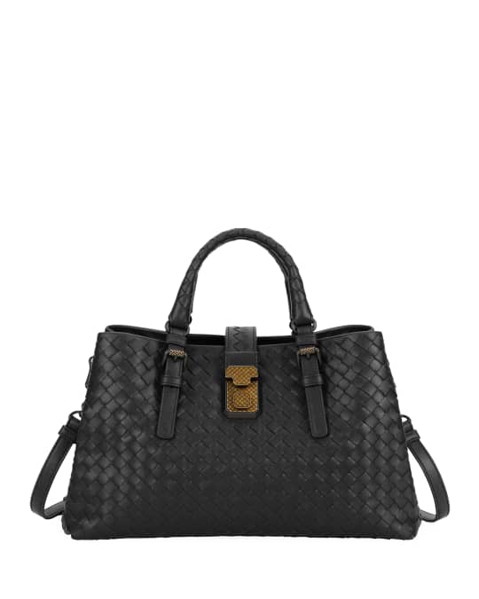 Bottega Veneta Roma Small Woven Top Handle Bag | Neiman Marcus