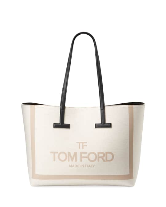 TOM FORD Printed Canvas and Leather Shoulder Tote Bag | Neiman Marcus