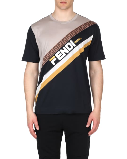 Fendi Men's Fendi Mania Stripe Oversized Pattern T-Shirt | Neiman Marcus