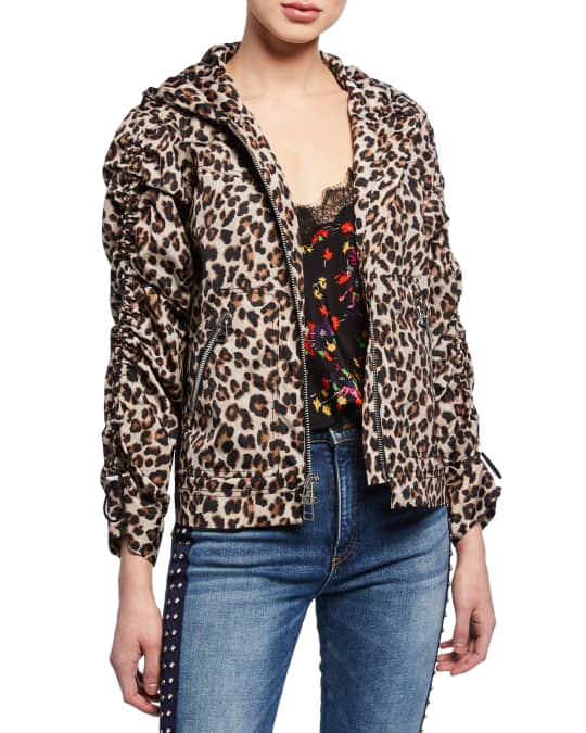 Veronica Beard Sibila Leopard-Print Anorak Jacket | Neiman Marcus