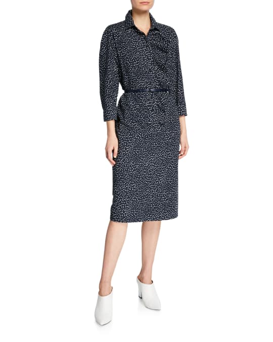 Max Mara Vicky Polka-Dotted Belted Shirtdress | Neiman Marcus