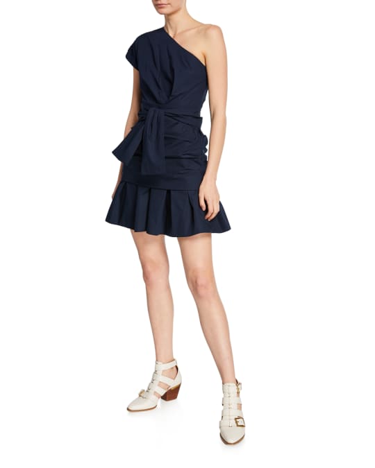 Derek lam 10 crosby shop one shoulder gathered mini dress