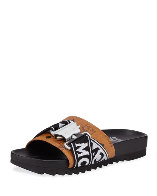 MCM Men's Weaving Buckle-Detail Slide Sandal | Neiman Marcus