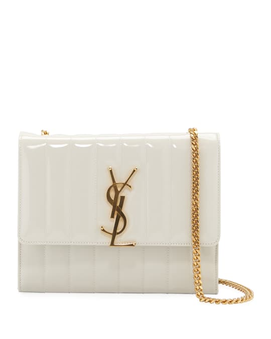Saint Laurent Vicky Monogram YSL North/South Quilted Patent Wallet on ...