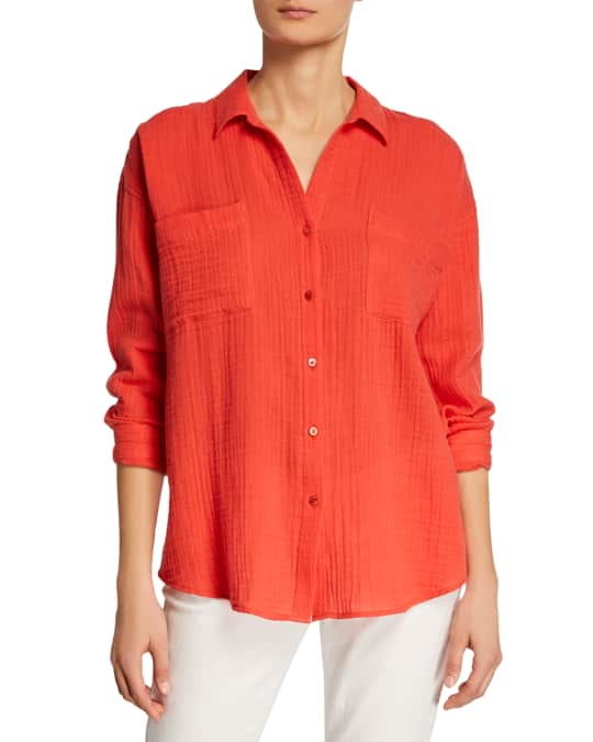Eileen fisher organic cotton gauze shirt dress top