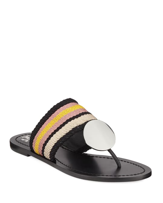 Tory Burch Patos Disk Web Strap Leather Sandals Neiman Marcus